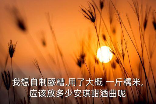 我想自制醪糟,用了大概 一斤糯米,应该放多少安琪甜酒曲呢