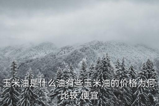 玉米油是什么油有些玉米油的价格为何比较 便宜